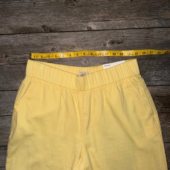 Loft Outlet Yellow Cotton High Rise Straight Leg Crop Pants Size M - Picture 9 of 10